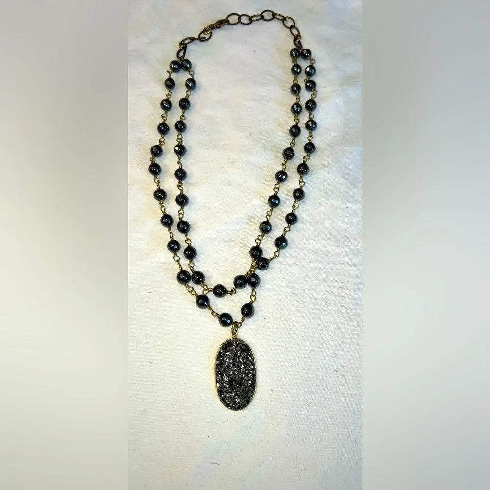 20” double necklace with genuine druzy quartz